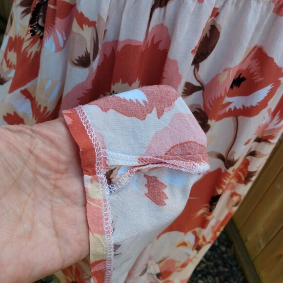 Amish Mennonite Cape Dress 42" Bust 32-38" Waist Rayon Peach Handmade Modest - Picture 8 of 8